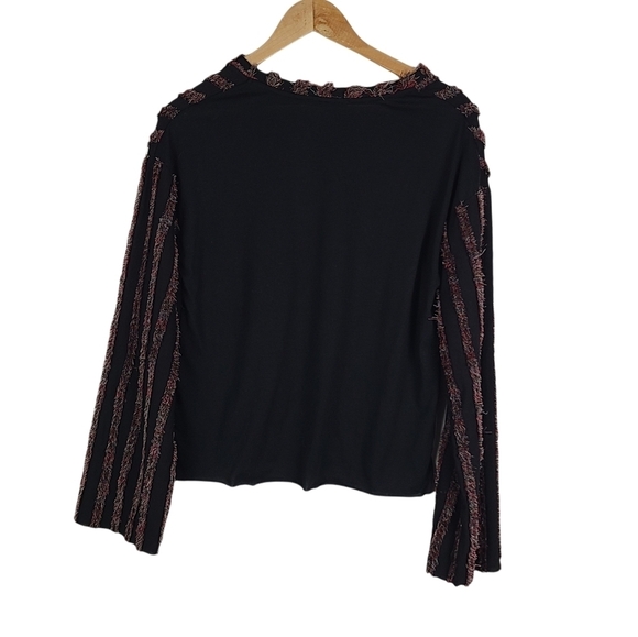 ZARA Fringed Long Sleeve Top Small - Picture 3 of 4